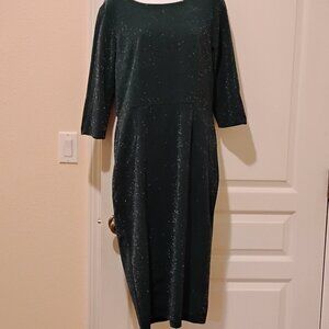 Unique Vintage Sparkle Fit & Flare Green Dress - XL - excellent